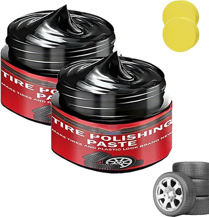 Car Tire & Plastic Trim Renewal Paste – Restores Shine, Prevents Cracking & Easy Application, Tire Coating Paste Rapid Acting, Car Tire Shine with Sponge, for Cars Trucks Motorcycles (2PCS)