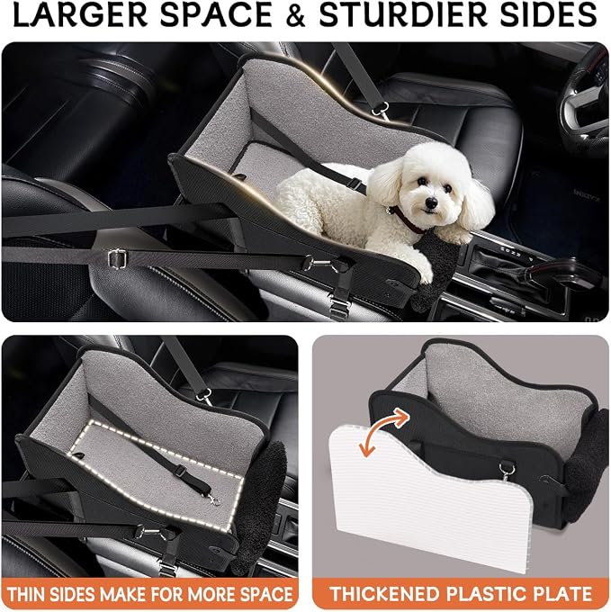 TKYZ Center Console Dog Car Seat,Pet Puppy Car Seat,Middle Console Dog Armrest Booster Seat for Small Dogs(Black)