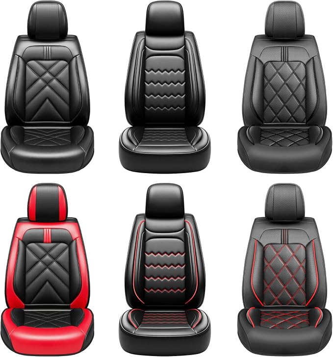 Malibu Car Seat Covers Fit for Chevrolet/Chevy Malibu 2007-2026, Full Coverage Leather Waterproof Breathable Seat Covers, Automotive Seat Protectors, Airbag Compatible, (2 Front Seats, Black)