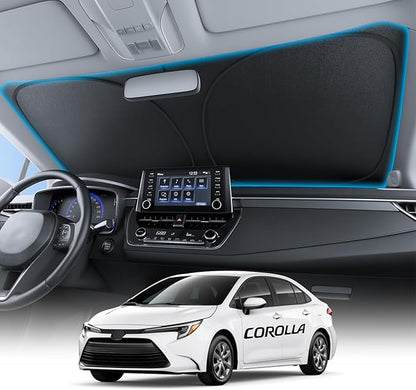 Wigoo for Toyota Corolla Windshield Sunshade [OEM Design, 100% Sun Blockage] Foldable Heat Insulation Sun Shade with Storage Bag, for Toyota Corolla (2019-2026), Silver Coating