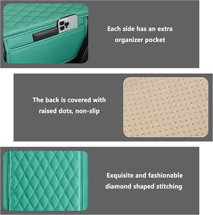 Stacool Upgraded Car Center Console Cover,Microfiber Leather Car Armrest Cover Cushion with 2 Storage Bags,Universal Car Armrest Storage Box (Turquoise)