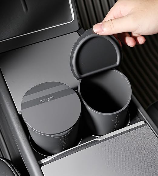 BMZX Car Trash Can with Lid Small Cup Holder Door Pocket Garbage Can Trash Bin Trash Container Fits Auto Home Office, Black 2Pcs