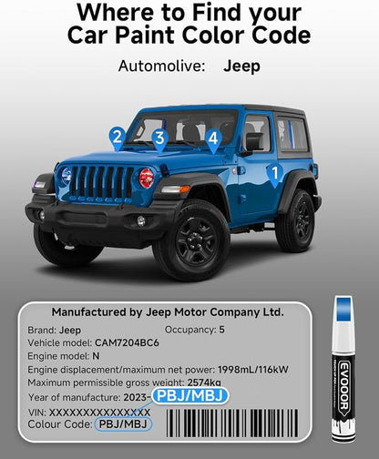 PBJ/MBJ Hydro Blue/Laser Blue Pearl Touch Up Paint Compatible with JeepExact Match 2 in 1 Touch up Paint for Chips and Nicks Repair