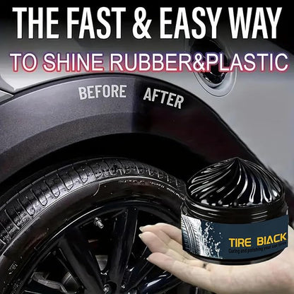 Tire Shine, 50g High-Gloss Paste, Car Tire Retreading Polish, Sponge Applicator, Safe Dressing for Cars Caravans, Stain Remover, UV Protection Wax