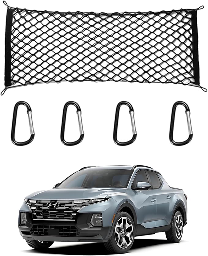 for Hyundai Santa Cruz Envelope Style Truck Bed Cargo Net - Fits 2013-2024 2025 2026 Santa Cruz Accessories Cargo Net for Pickup Truck Bed - Heavy Duty Carabiners