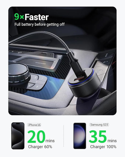 USB-C Car Charger, 3-Port 90W Fast Car Charger, Dual USB-C & USB-A Car Power Adapter, PD3.0 & QC3.0 Fast Charging for iPhone 17/16/15/14/13Pro Max, iPad, MacBook and More