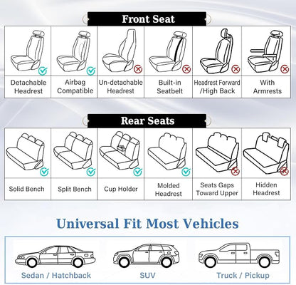 Coverado Car Seat Covers Full Set, 5 Seat Universal Seat Cover for Cars, Luxury Faux Leather Waterproof Seat Cover, Front and Back Car Seat Protector, Auto Seat Covers Fit for Most Vehicles, Red
