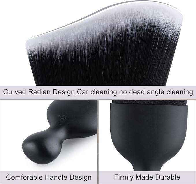 GaRhomxy Car Detailing Brushes, Car Interior Dust Sweeping Soft Brush, Soft Bristles Brush Cleaning Tool for Automotive Dashboard, Air Conditioner Vents, Computer, Scratch Free(Black with White)