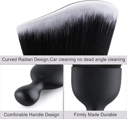 GaRhomxy Car Detailing Brushes, Car Interior Dust Sweeping Soft Brush, Soft Bristles Brush Cleaning Tool for Automotive Dashboard, Air Conditioner Vents, Computer, Scratch Free(Black with White)