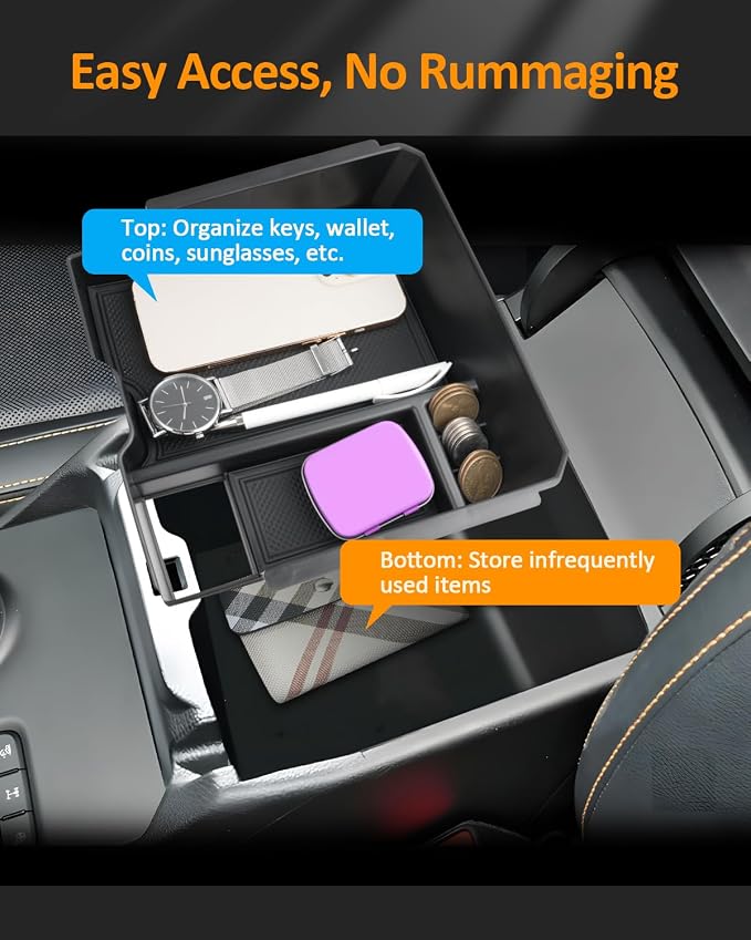 CDEFG for 2024 2025 2026 Ford Ranger Center Console Organizer Tray for Ranger Accessories Armrest Storage Box Insert Tray for Ranger XL, XLT, Lariat, Raptor Arm Rest Middle Organizer