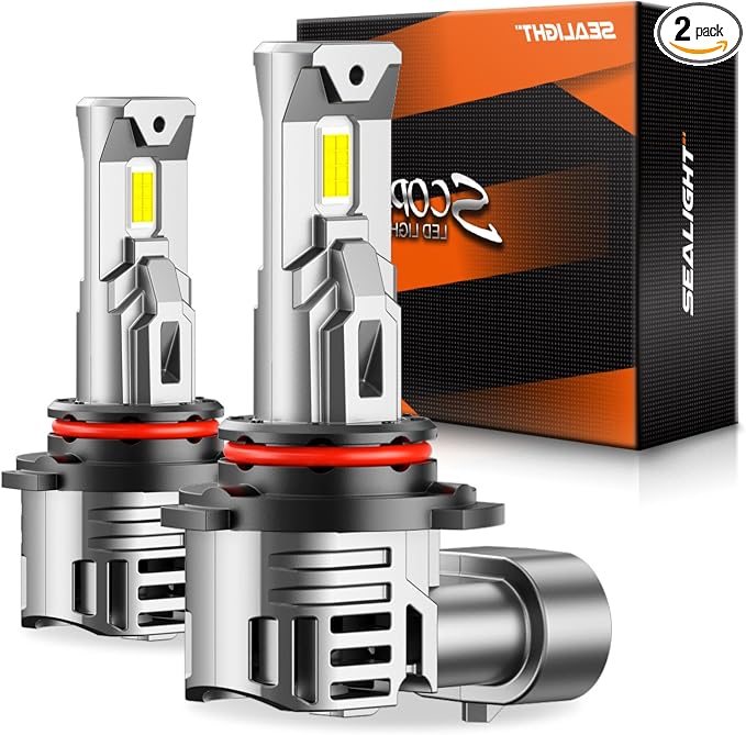 SEALIGHT 9005/HB3 Fog Light Bulbs, 40000LM Bright, 6500K Cool White, 60000+ Hour Lifespan With Cooling Fan, Plug-N-Play Installation, 2-Pack