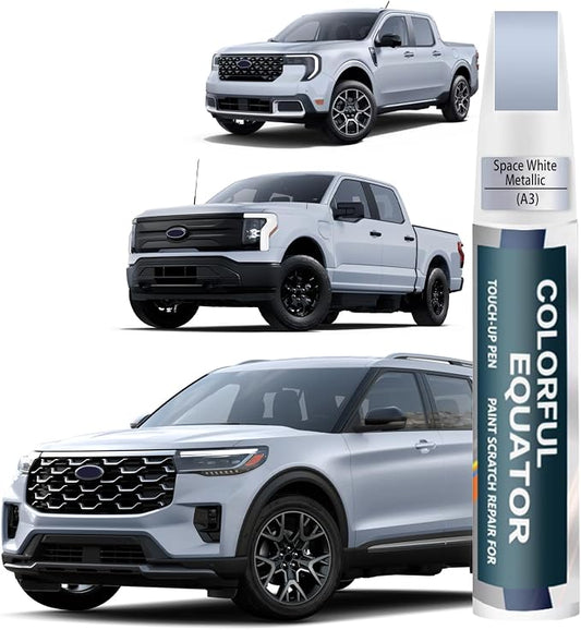 A3 Space White Metallic Touch Up Paint for Ford, Car Paint Pen Scratch Repair Two-In-One Touch Up Paint, Premium Car Scratch Remover for Deep Scratches