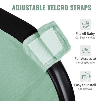 Metplus Muslin Car Seat Cover for Babies, 100% Cotton Breathable Infant Carseat Canopy for Summer, Lightweight Stroller Sunshade Covers for Newborns(Moss Green)