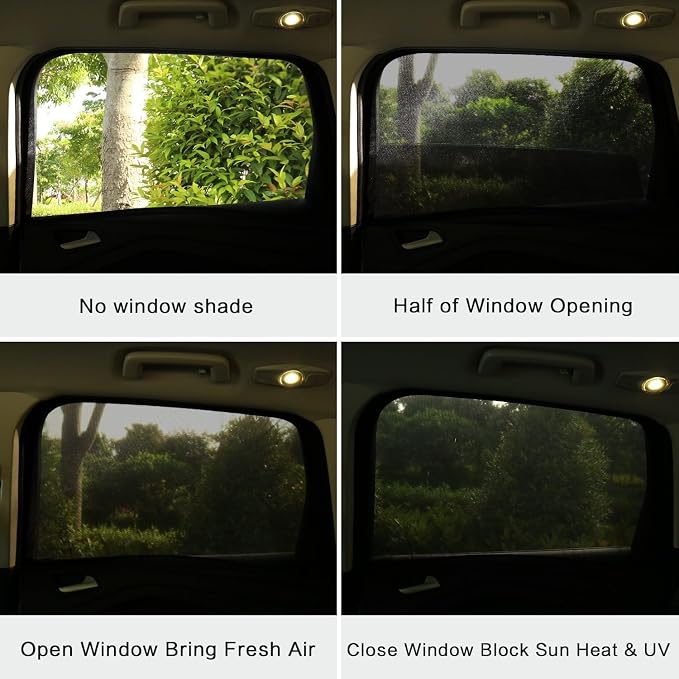 2Pack Car Window Shades Mesh Screen 27"x43", Universal Fit Most of Cars, Large SUV, Pickup, Sunshade for Car Camping UV Protection Breathable Mesh Baby Side Window Covers