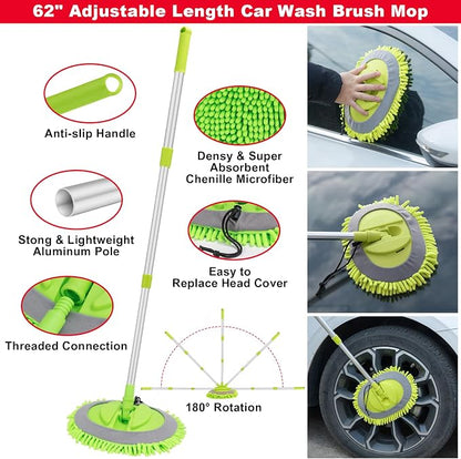 40Pcs Car Wash Cleaning Kit with Foam Gun Sprayer Detailing Brushes Wash Mop Windshield Cleaning Tool Tire Brush Towels Complete Interior Exterior Detailing Set for Car