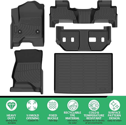 Floor Mats for 2015-2020 Chevrolet Suburban&for GMC Yukon XL (with 2nd Row Bench),7 Seats, TPE All Weather Protection Floor Liners Full Accessories for Chevy Suburban Floor Mats,Non-Slip Cargo Liner