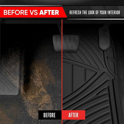 Motor Trend 3-Row Rubber Floor Mats & Liners for Car SUV Van 7 Seater, 6 Seater, 8 Seater 3rd Row Car Floor Mats Heavy Duty All Weather Full Interior Protection, FlexTough Avanced Performance