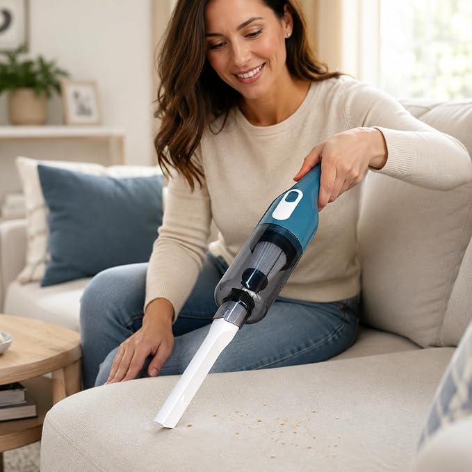 catsMeow Cordless Handheld Vacuum, Lightweight Portable Car Vacuum Cleaner with Crevice & Brush Tools, USB-C Rechargeable, Ideal for Cars, Quick Cleanups & Tight Spaces