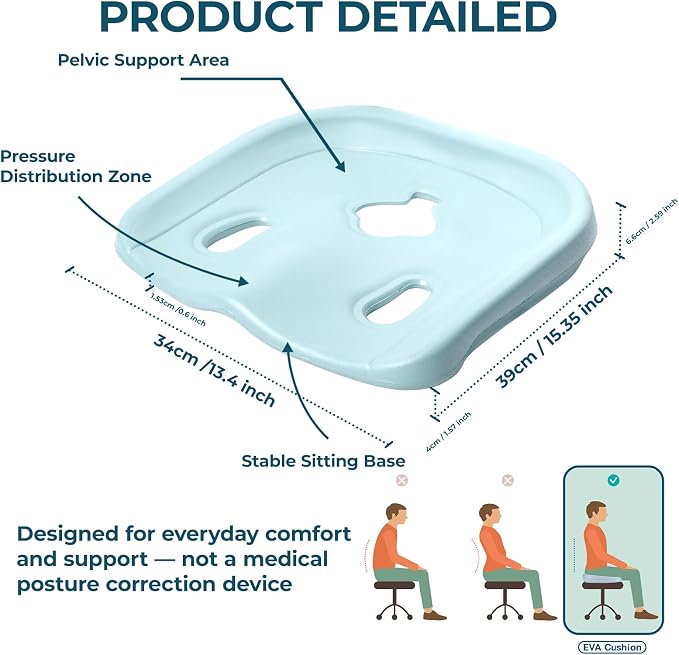Ergonomic Posture Corrector Seat Support Cradle, High-Density EVA Pelvic Alignment Shaper for Office & Study Chairs, Non-Slip Tailbone Relief Spinal Pad, Durable Firm Design for Teens & Petite Adults