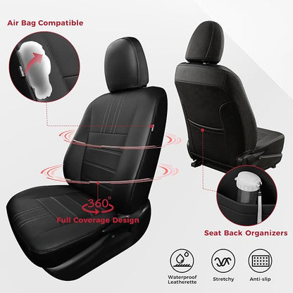 FREESOO RAV4 Seat Covers Full Set Custom Fit for Toyota Rav4 Gasoline LE (NOT for Hybrid) 2013 2014 2015 2016 2017 2018, Faux Leather Car Seat Cover, Airbag Compatible, Black