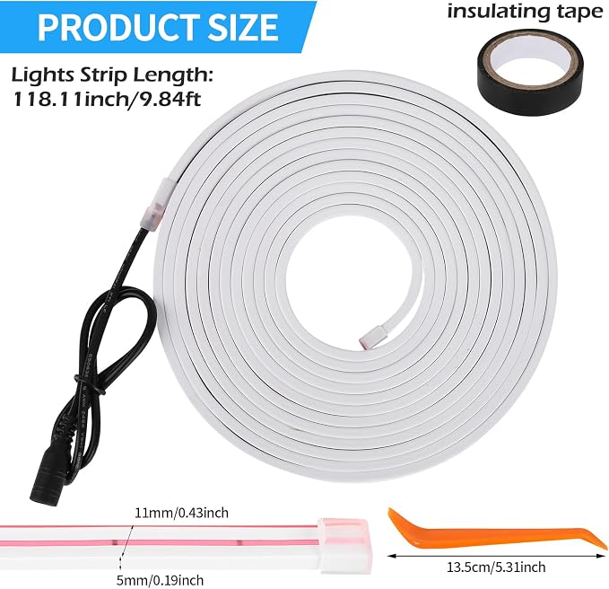 HOLDCY Car LED Strip Lights - Trunk Cargo Ambient Lighting, Ice Blue 7000K, 118.11 inches Flexible Cuttable LED Light Strip, Easy Install, Waterproof, Universal Fit for Car Trunks, SUVs, and Vans