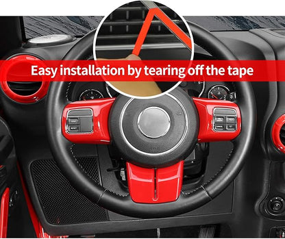 18PCS Full Set Interior Trim Kit for Jeep Wrangler JK JKU 2011-2018 4 Door,Center Console Door Handle Side Outlet Cup Holder Gear Cover Trim (Red)