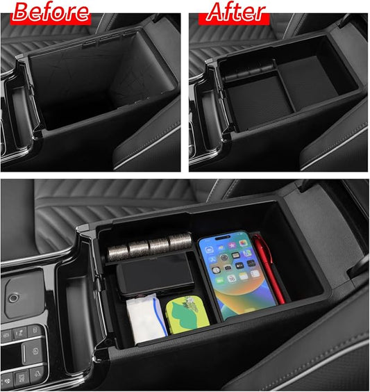 smabee Center Console Organizer Compatible with Kia Sorento 2021-2025 2026 Armrest Storage Box ABS Storage Tray Interior Car Accessories Black