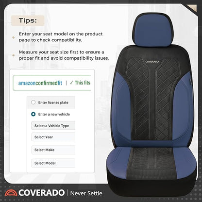Coverado Car Seat Covers Full Set, Leather Seat Covers, Waterproof Automotive Protectors 5-Seat, Luxury Universal Fit Seat Covers for SUV, Truck, Sedan and Most Vehicles All-Weather