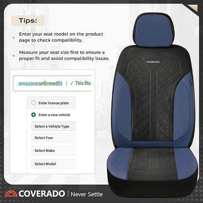 Coverado Car Seat Covers Full Set, Leather Seat Covers, Waterproof Automotive Protectors 5-Seat, Luxury Universal Fit Seat Covers for SUV, Truck, Sedan and Most Vehicles All-Weather