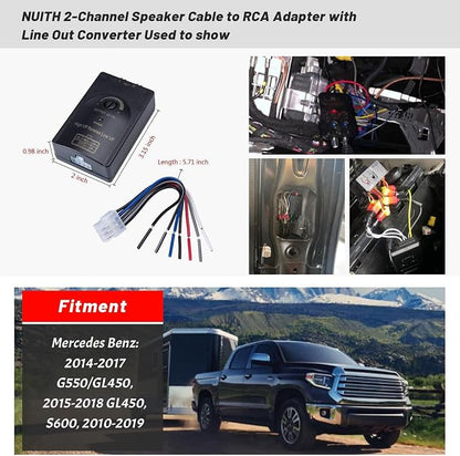 NuIth Car Audio Speaker Wire to RCA Line Output Converter, 2-Channel High to Low RCA Converter for Adding Amplifier Subwoofer to Stock Stereo