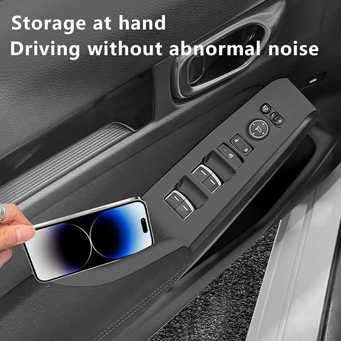 Temmis 4PCS Car Door Window Switch Panel Cover for Honda Civic 2022-2025, Auto Interior Decor Accessories Armrest Trim Silicone Style Kit-Red