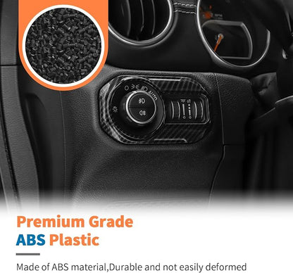 JeCar 11pcs Black Carbon Fiber Interior Trim Kit for 2024 2025+ Jeep Wrangler JL JLU Gladiator JT