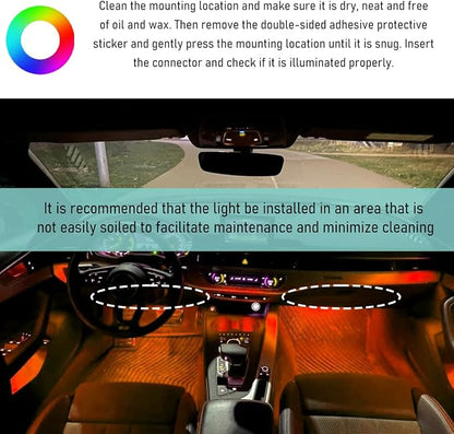 Yourkar Car LED Strip Light, 24 LED Auto Interior Under Dash Atmosphere Lights with USB Port, Vehicle Decor Lamp Ambient Night Light Strip Lighting Kit, Universal Car Accessories (Orange)