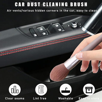 Dickno 2PCS Car Interior Dust Brush, Soft Scratch Free Auto Detailing Brushes, Universal Vehicle Interior Cleaning Tool for Automotive Dashboard, Air Vents, Leather (Long Pink)