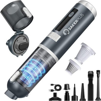 SakerPlus Mini Vacuum Cleaner,Cordless Car Vacuum, 4 in 1 Mini Vacuum Cleaner High Power 16000PA Suction Handheld Vacuum,Portable Vaccum with HEPA Filter for Cars,Desktop,Home HL159 (Grey)