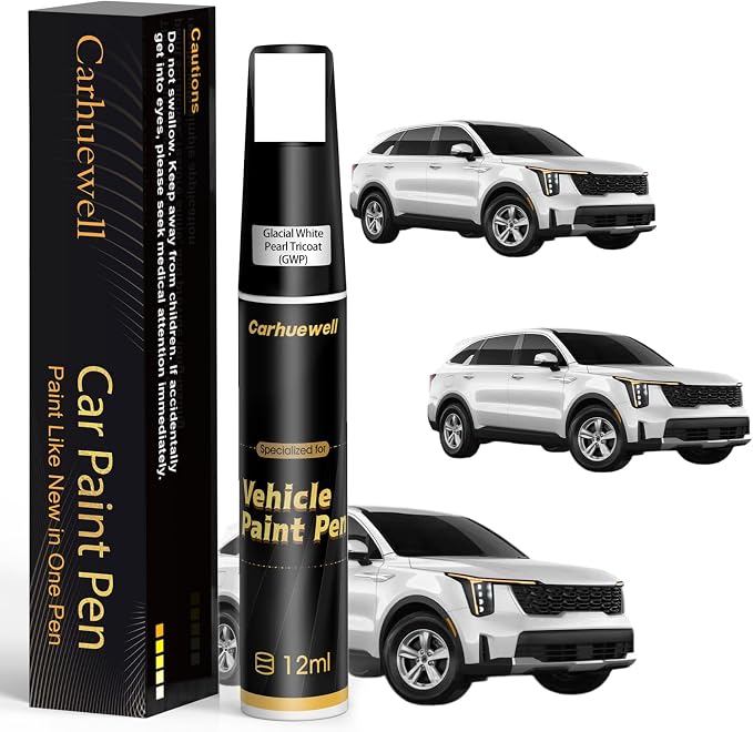 (GWP) Glacial White Pearl Tricoat Touch Up Paint Compatible with Kia, Exact Match Car Paint Pen Automotive Scratch Repair Remover Kit Quick & Easy Solution for Vehicle Chips and Nicks