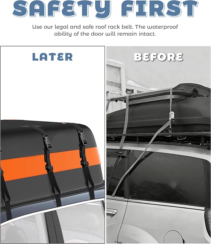 6PCS Roof Rack Straps,Car Accessories Universal Rooftop Cargo Tie Down Hook Straps,Automotive Roof Cargo Carrier Door Hook,Secures Any Car Roof Luggage Bag,Suitable for Most Car Models