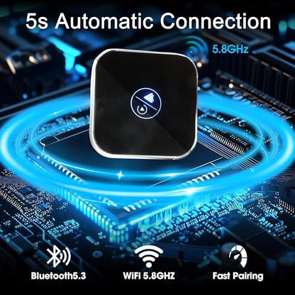 Wireless CarPlay Adapter 2026 Upgraded, Mini Design Converts Factory Wired to Wireless CarPlay, Plug & Play Auto Connect Fast Stable for iPhone iOS 10+ Cars 2015+ with USB C/A