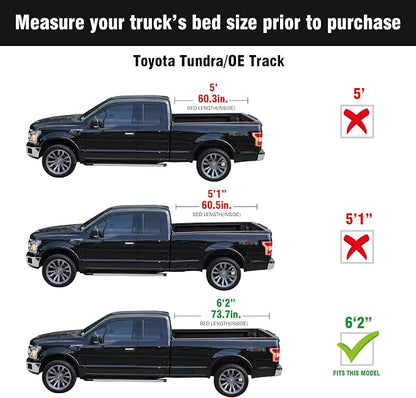 Tutel Hard Shell Folding Truck Bed Tonneau Cover|Fits 2016-2026 Toyota Tacoma w/OE Track System 6' 2" Bed (73.7") - TULH022