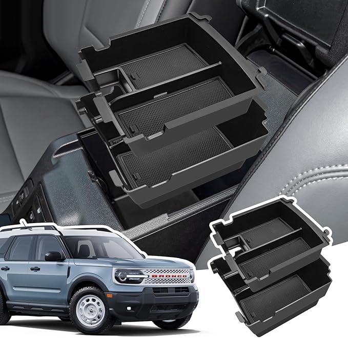 Double Layer Center Console Organizer for 2026 2025 Ford Bronco 4 Door Models (Not for 2-Door, Manual Transmission or Bronco Sport)
