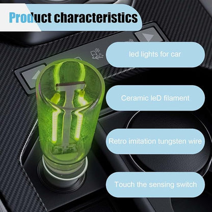 USB LED Interior Atmosphere Light, Plug-in USB Ambient Retro Lighting, Mini LED Car Interface Charging Night Light for Bedroom, Hallway (Green)