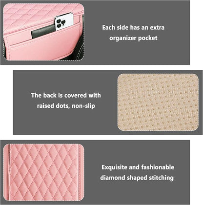 Stacool Upgraded Car Center Console Cover,Microfiber Leather Car Armrest Cover Cushion with 2 Storage Bags,Universal Car Armrest Storage Box (Pink)