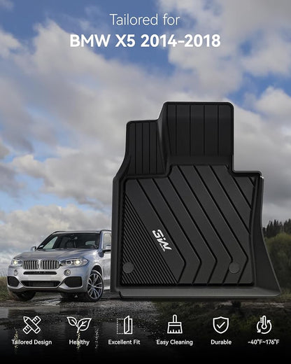 3W BMW X5 Floor Mats & Cargo Liner Fit for BMW X5 2014 2015 2016 2017 2018, TPE All Weather Custom Fit Full Set Heavy Duty Floor Liner&Trunk Mat Car Accessories