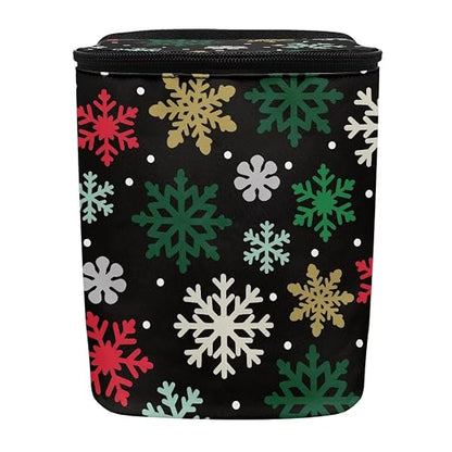 Colored Snowflake Pattern Car Trash Can Leakproof Garbage Bag with Lid and Zipper 1.2Gal Trash Bin Hanging for Back Seat Christmas Car Accessories Universal Fit