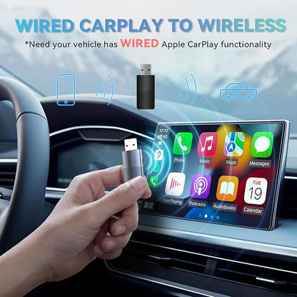 MINIX Wireless CarPlay Adapter for Apple Converts Cars Factory Wired CarPlay to Wireless CarPlay Compatible with iPhone iOS 10+ and 2016+ Cars, Slow Latency with USB C