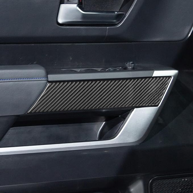 NVCNX Real Premium Carbon Fiber for Toyota Tundra 2022-2026 / Sequoia 2023-2026 2024 2025 Door Armrest Panel Cover Interior Trim Accessories Sticker 4PCs Without Seat Memory not for Extended Cab