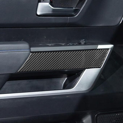 NVCNX Real Premium Carbon Fiber for Toyota Tundra 2022-2026 / Sequoia 2023-2026 2024 2025 Door Armrest Panel Cover Interior Trim Accessories Sticker 4PCs Without Seat Memory not for Extended Cab