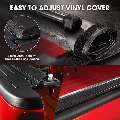 DNA Motoring TTC-RU-051 Pickup Truck Bed Top Roll-Up Vinyl Soft Tonneau Cover Compatible with 1995-2004 Tacoma 6Ft Fleetside / Styleside Bed