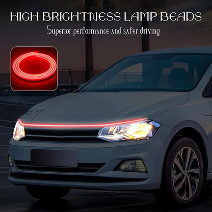 Car Hood Light Strip, 79 Inches Waterproof Flexible LED Strip, Dynamic Scan Start Up Car Daytime Running Lights, Universal Auto Exterior Decor Accessories for Most Vehicles (red, 79 Inches)