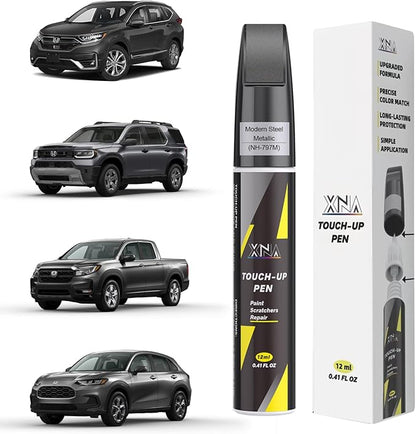 XNA Modern Steel Metallic(NH-797M) for Honda Touch Up Paint, Car Scratch Remover for Nicks and Chips Repair, 2-In-1 Quick & Easy Fix Car Scratch Repair Kit with Exact Color-Matched